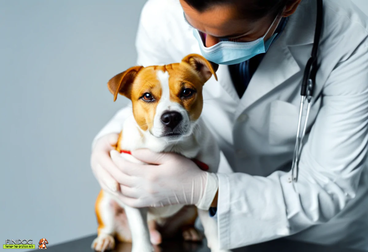 כלב לקראת חיסון אצל הוטרינר