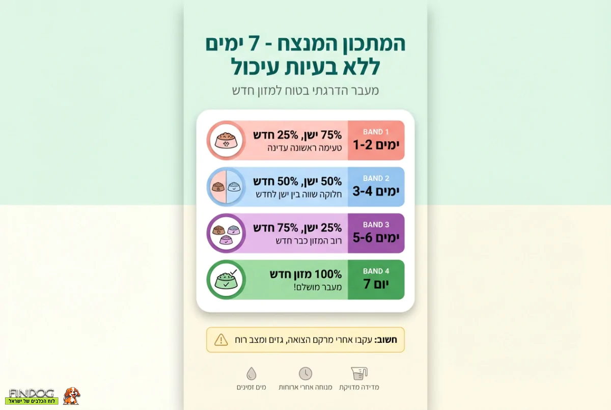 כל השלבים להחלפת אוכל לכלב ב-7 ימים