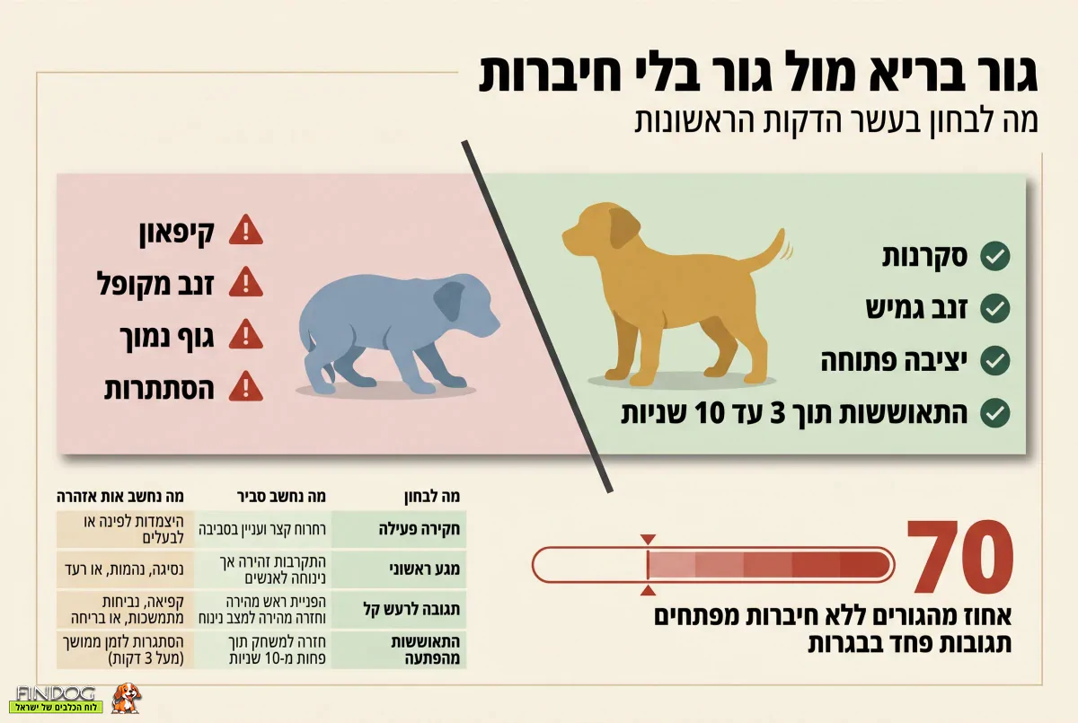 גור בריא מול גור בלי חיברות