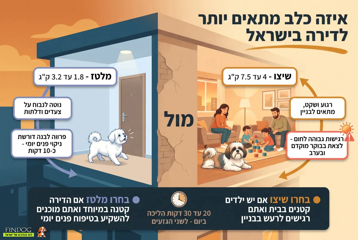 איזה כלב מתאים לדירה - שיצו או מלטז
