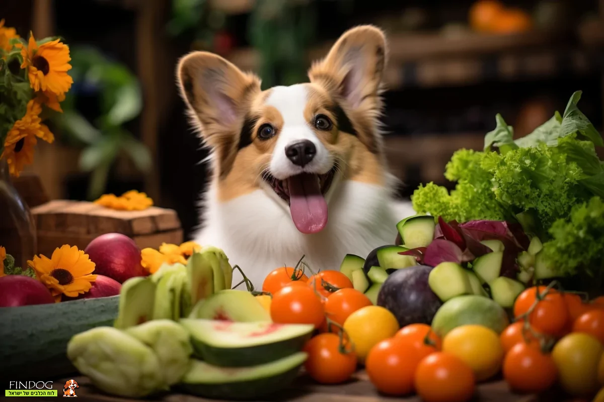 כלב אוכל ירקות בריאים
