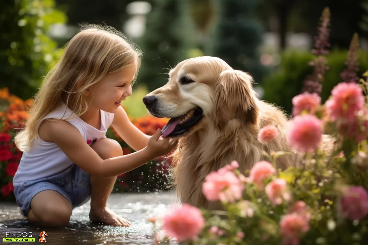 ילדה קטנה משחקת על כלב